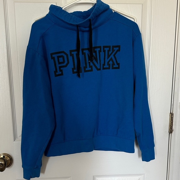 PINK Victoria's Secret Tops - PINK Victoria's Secret Blue Sweatshirt with Black Accents
